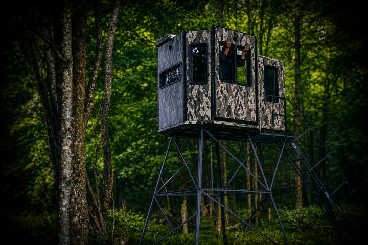 Orion ORIGIN Series — 6x6 Modular Archery Blind &amp; 10 ft Elevated Stand Package