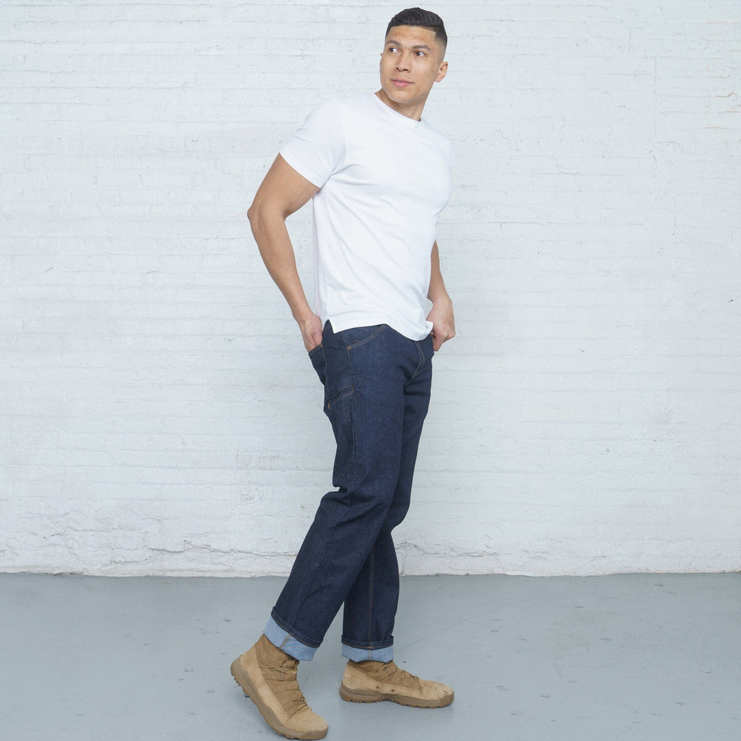 Relaxed Fit Dark Wash 6 Pocket