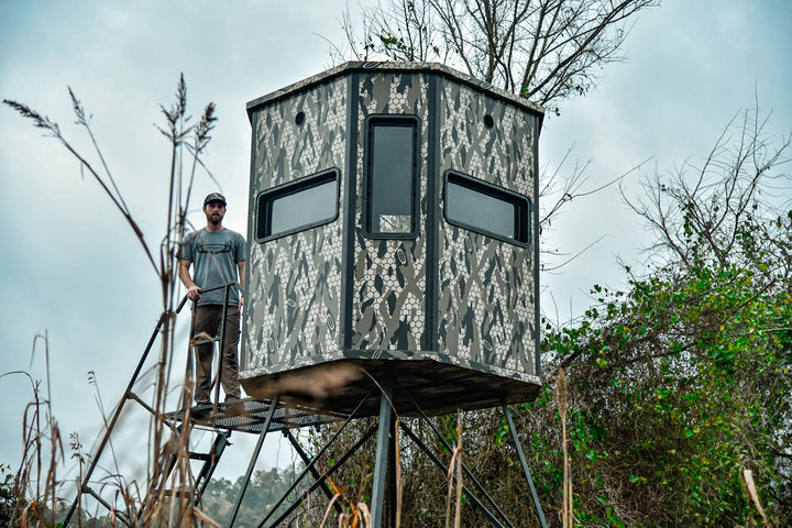 Orion ORIGIN Series — 6x6 Modular Deer Blind &amp; 10 ft Elevated Stand Package