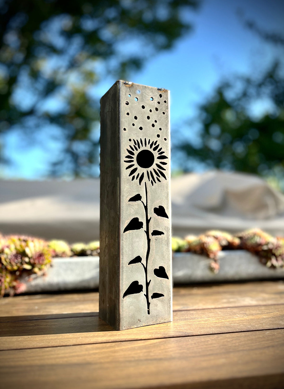 Sunflowers Under the Stars Luminary Pillar w/ Solar Cap | 12-inch, 14-inch, 16-inch