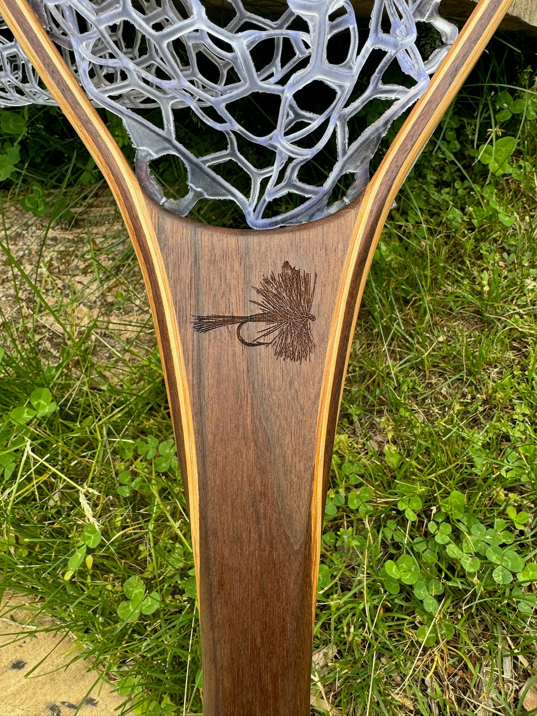 XL 18"x14" - Adams Dry Fly Engraved - Natural Fly Fishing Traditional Landing Net - Handcrafted &amp; Made in USA