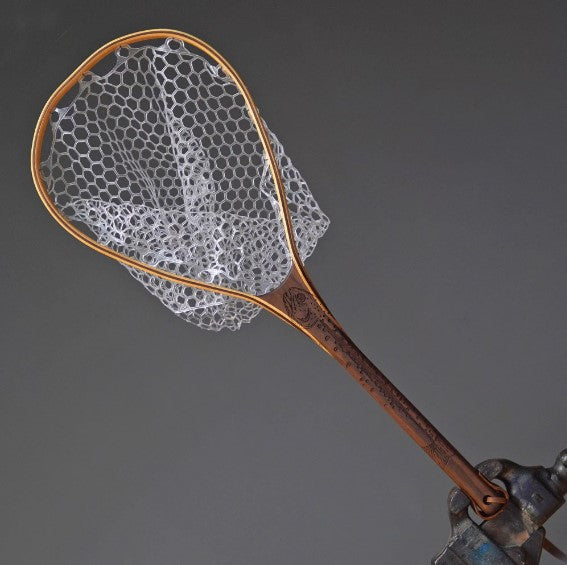Fat Jake 16"x12" - Rainbow Trout Engraved - Natural Fly Fishing Traditional Landing Net - Handcrafted &amp; Made in USA