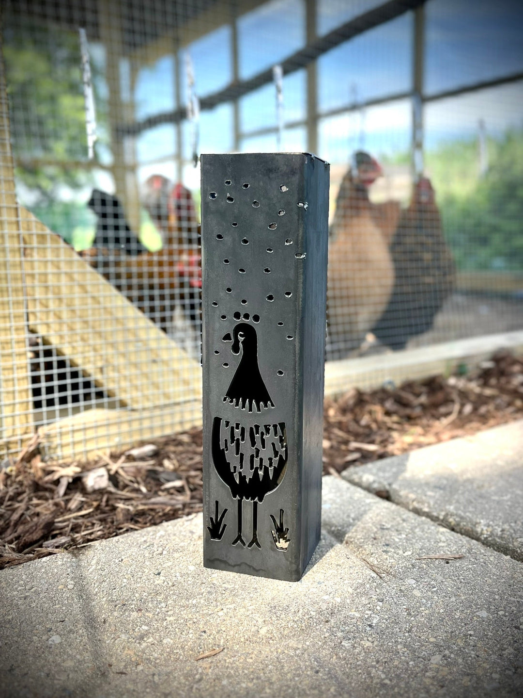 Chicken Coop Trio Rustic Pillar w/ Solar Cap | 10-inch, 12-inch, 12-inch