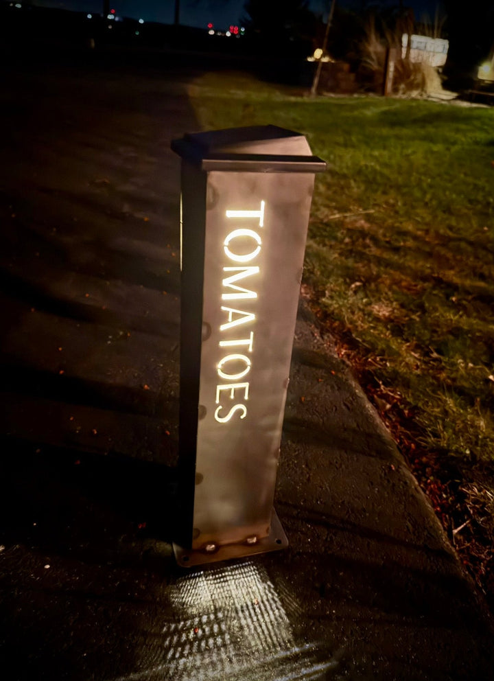 Garden Glow Solar Pillar Light - Steel - Garden Labels