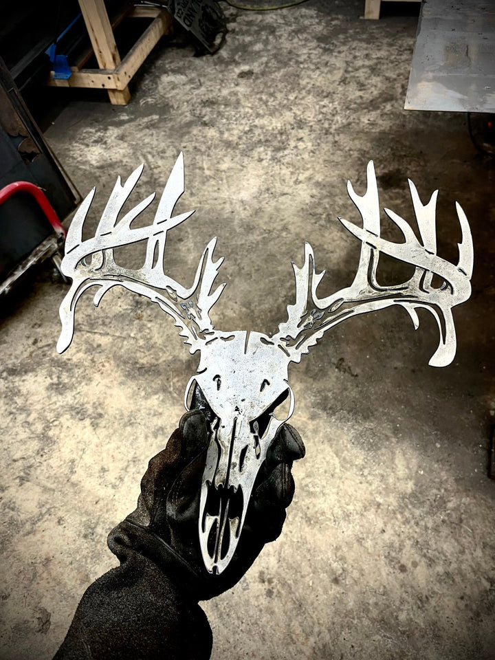 Steel Whitetail Buck Skull Wall Art